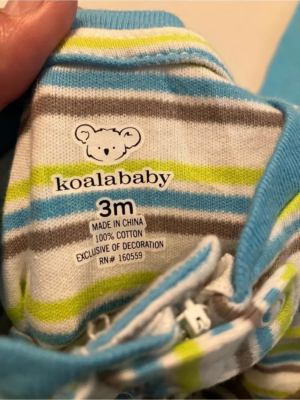 Blue Striped Sloth Footed One-Piece Footie Pajamas Set